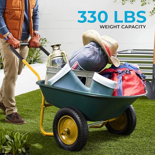 Simpli-Magic 79550 Premium Dual-Wheel Home Utility Yard Wheelbarrow Garden Cart W/Built-In Stand thumb #3