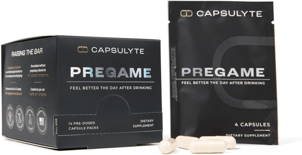 Pregame | Prevent Feeling Awful After Drinking | Alcohol Aid and Liver Health | Doctor Formulated | DHM, N-Acetyl Cysteine NAC, Milk Thistle (14 Doses, 56 Capsules)