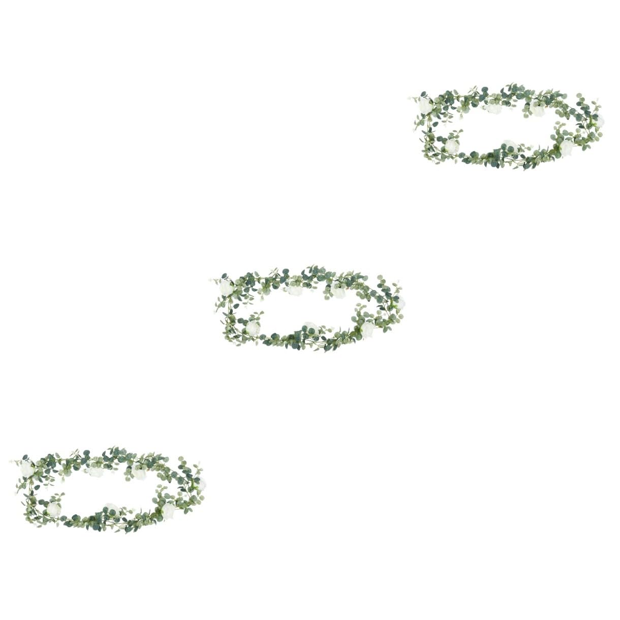 Cabilock 3stücke Künstliche Eukalyptus Und Rosen-Girlande Aus Rattan Lange Wanddekoration Für Hochzeiten Partys Und Wohnräume Umweltfreundliches Material Einfach Zu Reinigen
