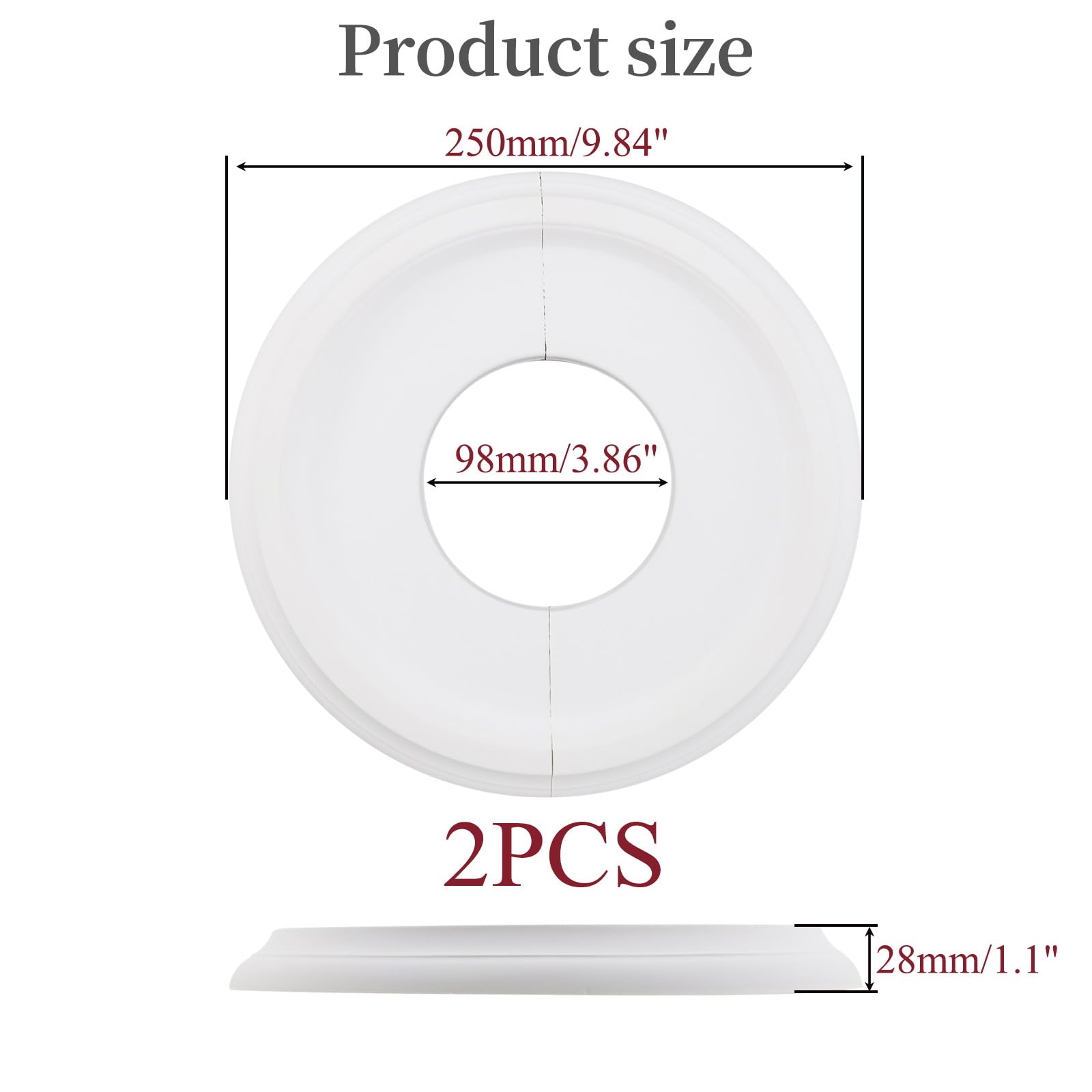 Woogim 2PCS White Split Ceiling Medallion 9.84" Diameter — Amazon image 2