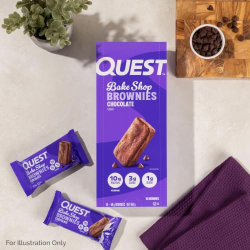Image of Quest Nutrition Bake Shop, Chocolate Brownies, 10g Protein, 2g Net Carbs, 1g Sugar, Protein Snack, 10 Count