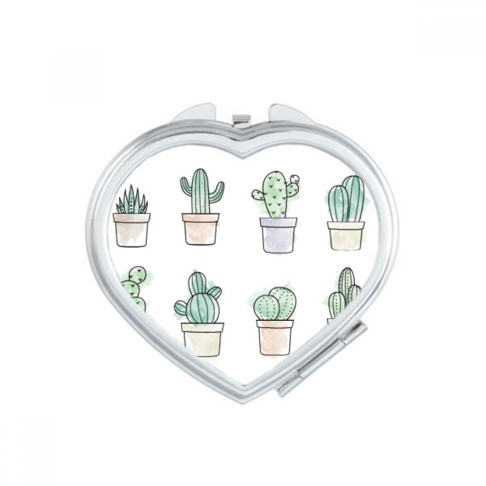 Miroir de poche cactus mignon et compact pour retouches maquillage