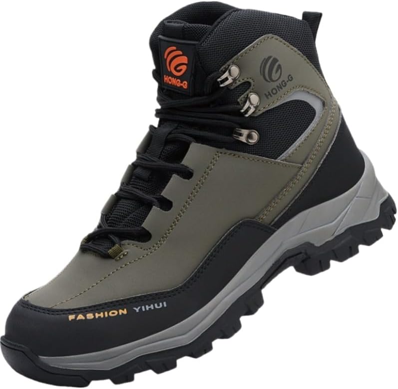 Men's Anti-Slip Work Shoes- Rubber Sole, Equipped with EVA Shock-Absorbing pad and Breathable PU Lacing Design, Suitable for Outdoor and Casual wear | Sports