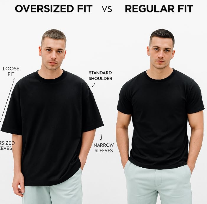 Image of Cotton Blend Oversized Baggy Fit Drop Shoulder Round Neck Graphic Printed Half Sleeve T-Shirt Combo for Men (Pack of 3) (Available Sizes: S to 2XL)