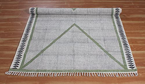Tapis de sol bohème d'exception tissé main en pur coton naturel - 8