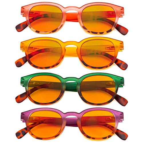 Image of Eyekepper 4 Pack Ladies Computer Glasses - Blue Light Filter Readers for Women Anti Glare Reading Glasses Orange Tinted +2.00