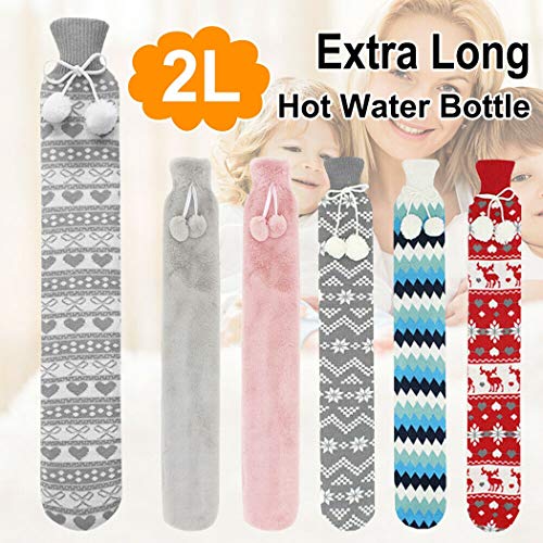 boxoon 0.44gal Long Hot Water Bottle Rubber Leakproof Warm Heat Hot