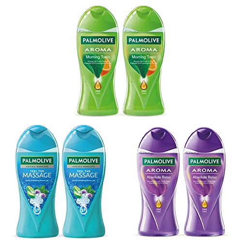Image of Palmolive Body Wash Aroma Morning Tonic - 250ml (Pack of 2), Thermal Spa Mineral Massage - 250ml (Pack of 2), Absolute Relax - 250ml (Pack of 2) Combo