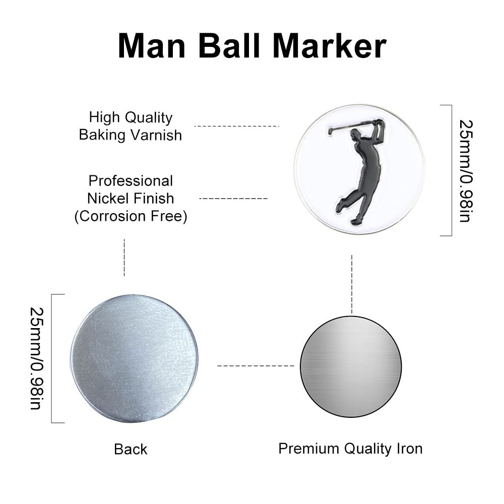 DONGKER Marcador de pelota de golf con clip magnético para sombrero, 2 piezas de clip de silicona + 4 rotuladores magnéticos para gorros de golf, regalos para guantes de golf, sombreros, bolsos