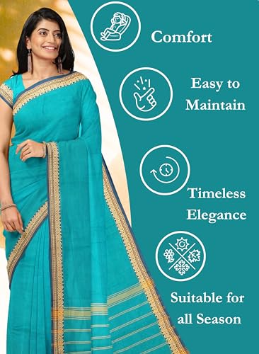 Image of Women's Chettinad Cotton Sarees | Handloom Saree with Blouse | Pure Cotton Sarees for Women Daily use and All Occasion Wear| Soft, Comfort Cotton Saree