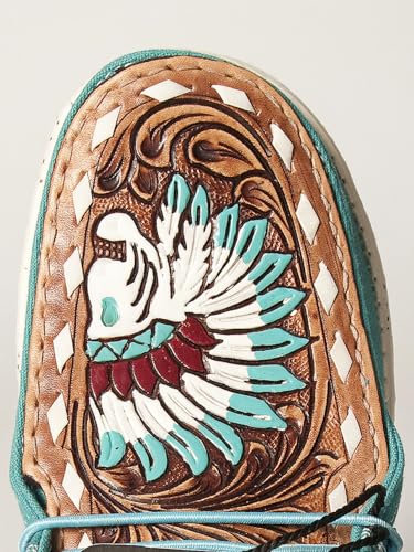 American Darling Hand tooled, carved genuine leather trim lightweight shoe footwear, slip on| Tooled Footwear4