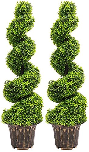BPIL 3FT Artificial Spiral Twist Topiary Tree Set of 2, UV Resistant, Decorative Faux Plant for Indoor and Outdoor Use – Ideal for Home, Office, and Commercial Spaces