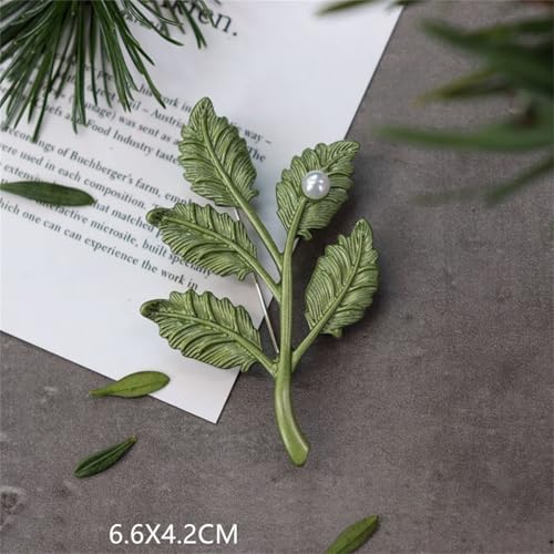 Image of coadipress Gentlemen Gold Silver Leaf Brooches Simple Elegant Retro Double Leaf Collar Pin Brooch Gold Silver Plant Leaves Brooches