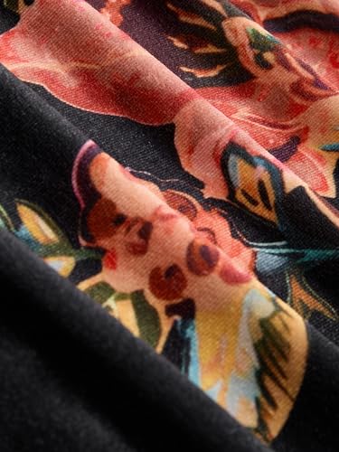 CIDER Velvet Mini Dress Floral Print Long Sleeve V Neck Middle Waist Party Cocktail Elegant Dress4