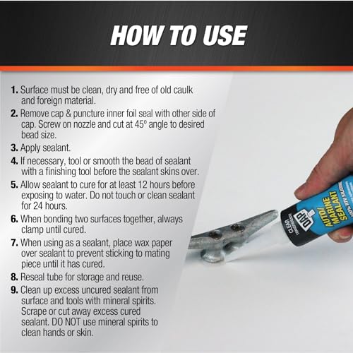 Dap 00694 2.8-Ounce Silicone Rubber Auto/Marine Sealant, Clear