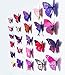 12 stickers Muraux de Papillons 3D Sticker Mural Autocollants bricolage papillon amovible Réutilisable Pour chambre Salon (violet)