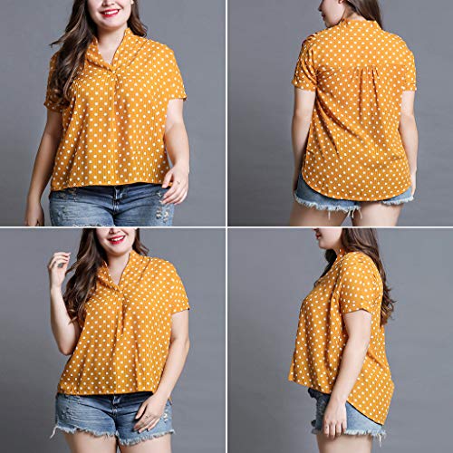 Esquirla Womens Plus Tamanho Polka Dot Manga Curta Gola V Pescoço T Camisa L - L