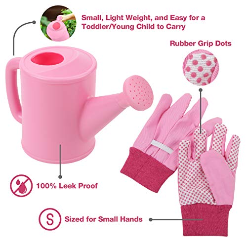 Kids Gardening Tools - includes Sturdy Tote Bag, Watering Can, Gloves, Shovels, Garden Stakes, and a Delightful Children's Book