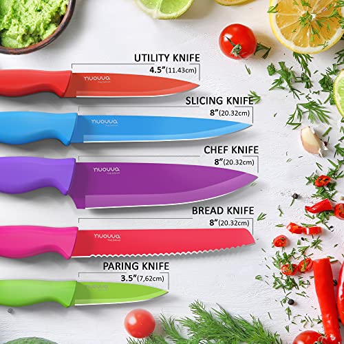 Kitchen Knife Set with Colour Coding 5 Piece Coloured Knives Set