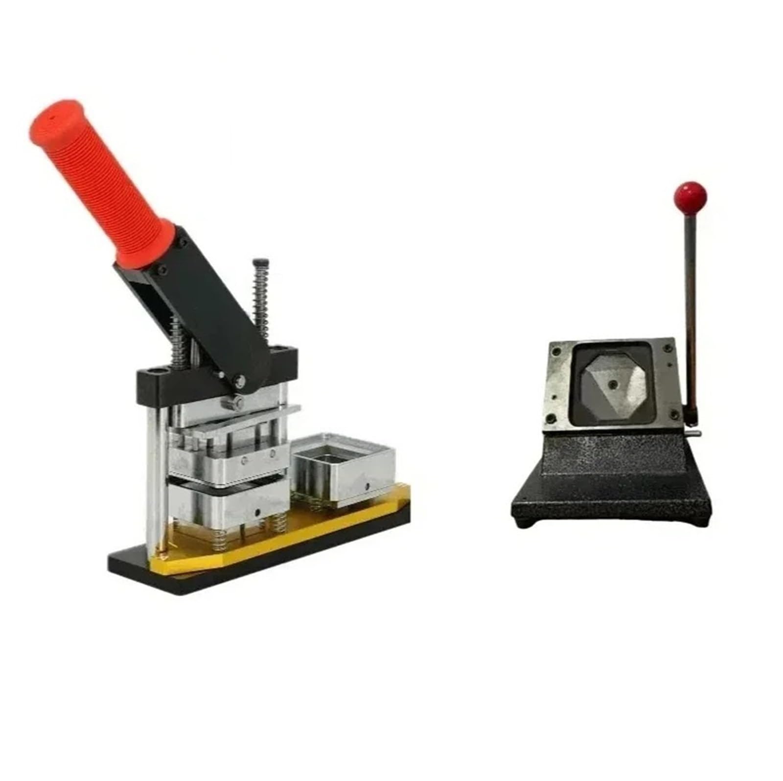 Button Badge Press Maschine Quadratischer Maschinensatz zur Herstellung von Kühlschrankmagneten, eine Maschine + Schneider + 100-teiliges Materialset