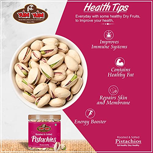 Image of YUM YUM California Premium Roasted & Salted Jumbo Size Pistachio Nut 800g Pack of 4-200g Each| Pista Dry Fruits | Super Crunchy & Delicious Healthy Nuts | Gluten Free & Low-Calorie