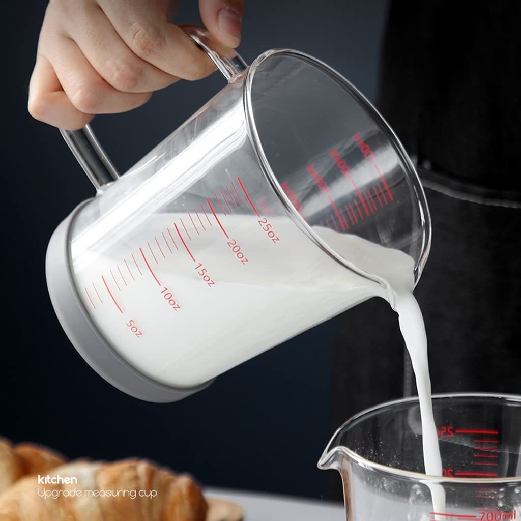 XMING Kuchenne szklane miarki ze skalą Food Grade odporne na wysokie temperatury narzędzia do pieczenia kubki z podziałką trzepaczka do jajek kubki