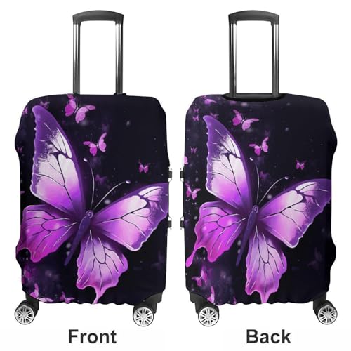 Butterfly Purple Luggage Cover, Washable Elastic Suitcase Cover Protector Fit 18-32 Inch Luggage3