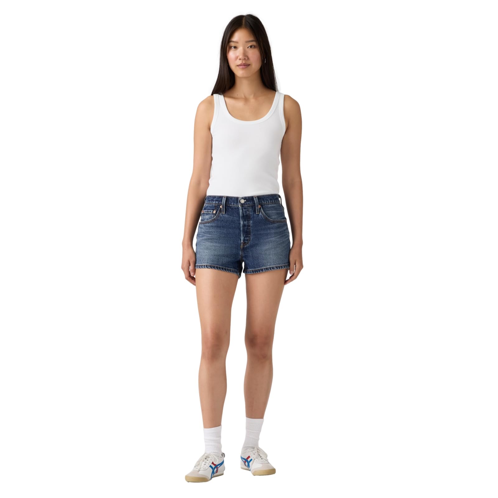 Photo 1 of Levi's Women's 501 Original High-Rise Shorts (Also Available in Plus), (New) Bottom Place (Shrink-to-fit - Stretch), 29, Standard