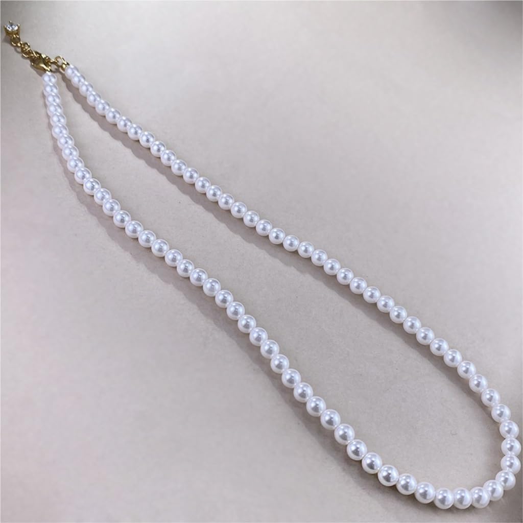 Pearls，Necklace Pearl Necklace S925 Silver-white Shell Imitation Pearl 5.0 Necklace Simple French Versatile Collar Pearl Necklaces For Women