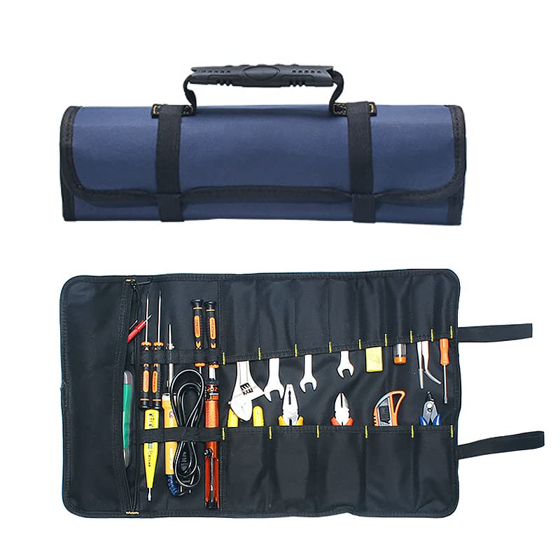 MASO H1809 Portable Tools Bag 22 Pockets 600D Oxford Canvas Tool Roll Up Bag Big Tote Carrier Organizer
