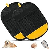 Alaoo Tierhaarentferner Handschuh, 2 Stück Elektrostatischer Hundehaare Haarentfernungshandschuh, Fell Magnet Handschuh Elastisches Handgelenk, Wiederverwendbar für Hunde & Katzen Sofa