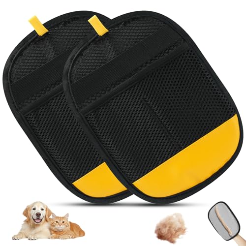 Alaoo Guante Quitapelos Mascotas,2 Piezas Double-Sided Pet Grooming Gloves