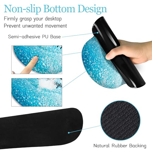 Image of LIMKRIAN Desk Mat Pad Set, Large Mouse Pad with Wrist Rest, Stay Positive | Ergonomic Mouse Pad, Gaming Computer Keyboard Mat Wrist Support, Coaster, Home Office Desk Accessories Decor Supplies