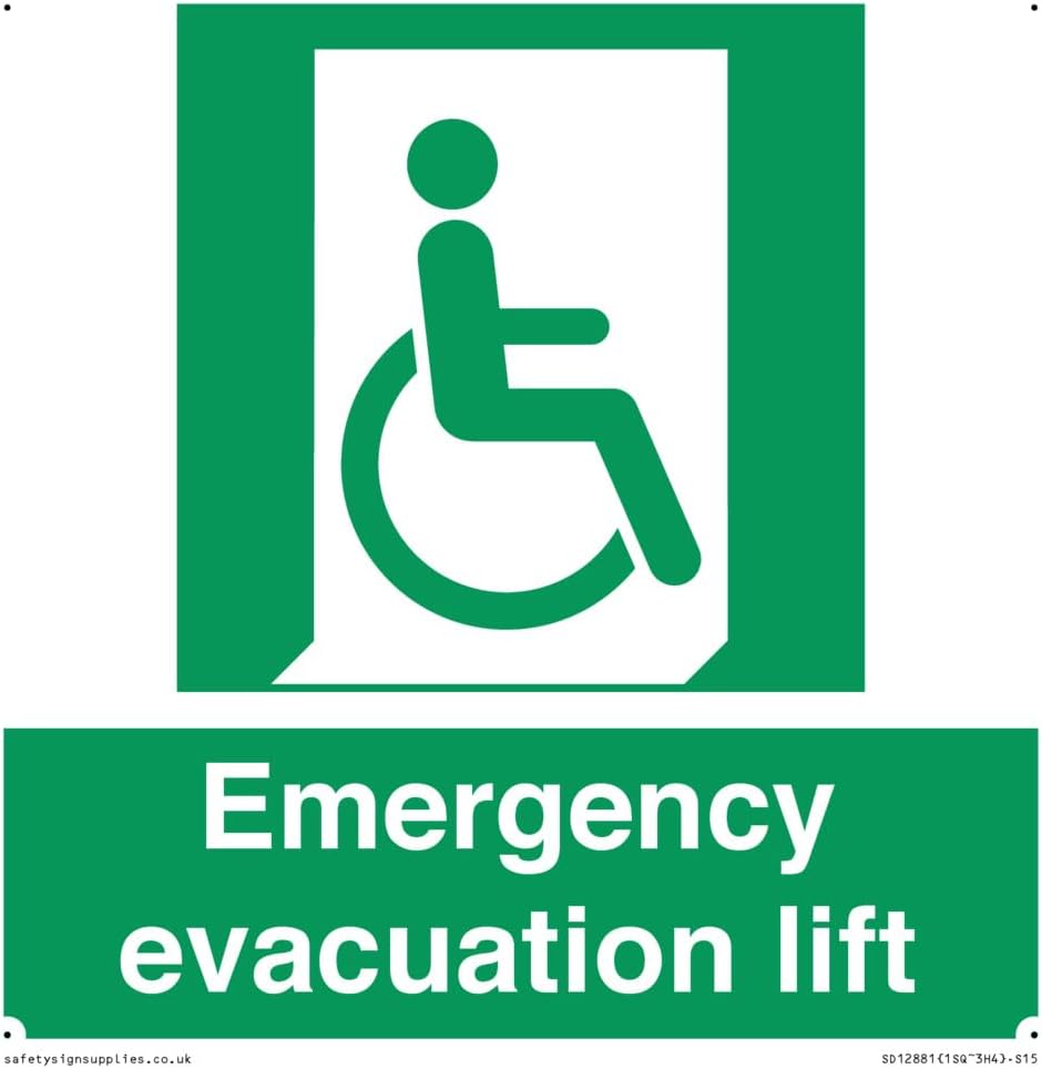 Emergency evacuation lift Sign - 150x150mm - S15