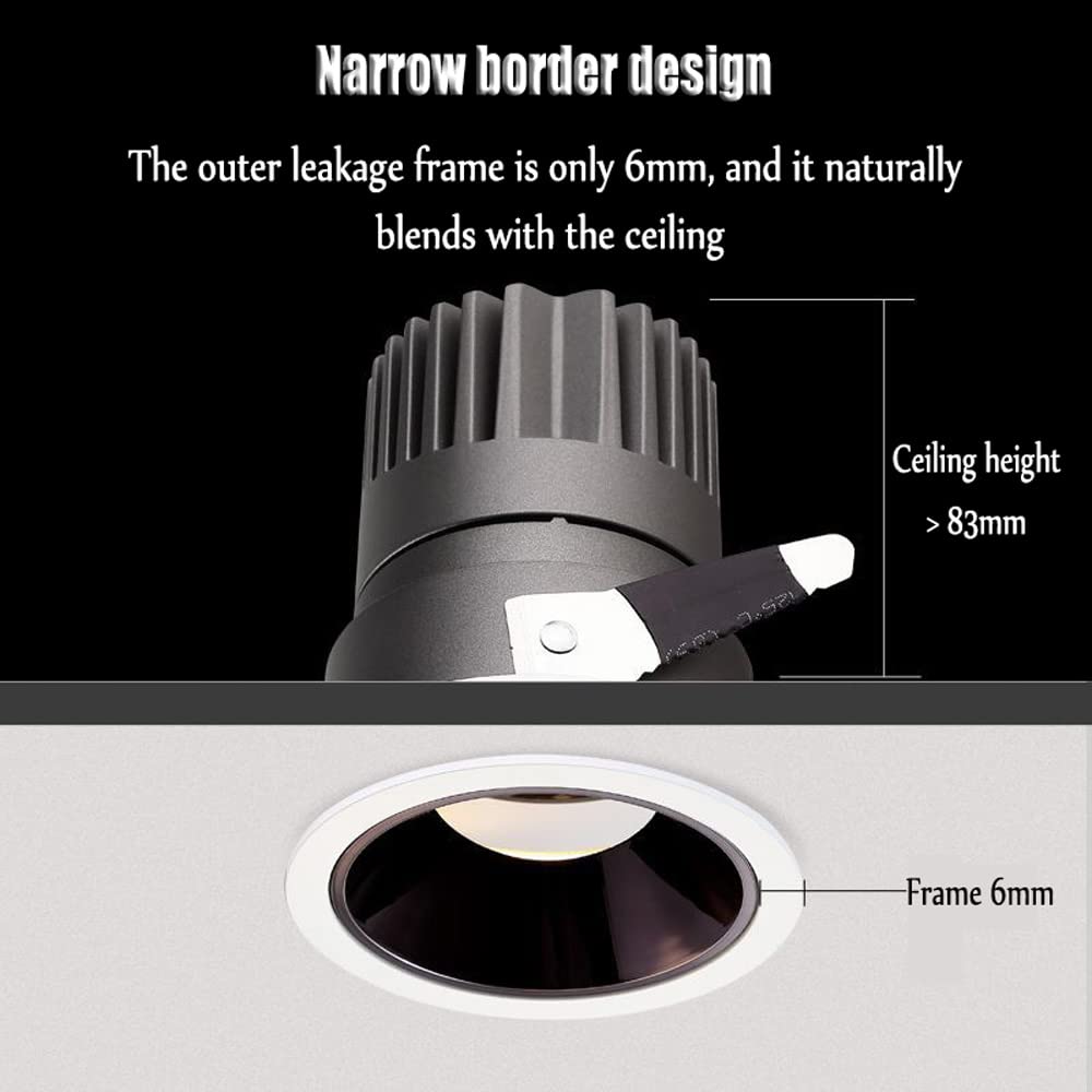 Luces LED empotrables de Techo de 7 W, 3000 K, cálidas, 4000 K, Naturales, 6000 K, de aleación de Aluminio, Redondas, Negras, antideslumbrantes, COB, 1 Unidad, 2 Unidades, 8 Unidades, 14 Unidades