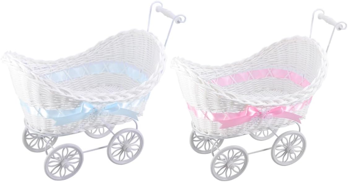 Cabilock 1pc Rattan Trolley Ornaments Knitted Flower Basket for Stroller Basket Shower Decor for Home Decor