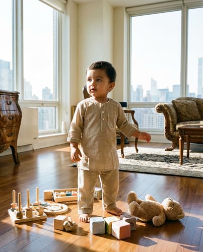 Image of Baby Boys Night Suit 3 /4 Sleeves Co-Ord Nightwear Set - Pure Cotton- Soft, Comfy & Perfect for Sleep Time