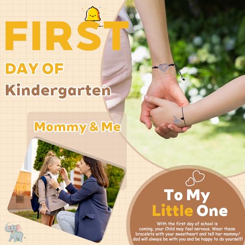 First Day of Kindergarten Bracelet, Back to School Mommy and Me Bracelets, Matching Courageous Dinosaur Theme Bracelets Set, Adjustable Bracelet for Boys Girls Gifts Stuff Bulk2