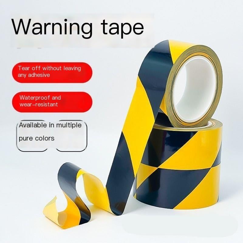 安全マーキングとワークショップの位置決め用の視認性の高い黒と黄色の PVC 警告テープ 5 個(50mm*33m)