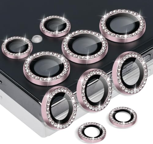 Rayorcon Camera Lens Protector for Samsung Galaxy S23 Ultra, Aluminum Alloy Ring Tempered Glass Lens Protector Anti Scratch Decorative Camera Cover Fits for Samsung Galaxy S23 Ultra (Diamond Pink) by Rayorcon - Used condition - US$5.00