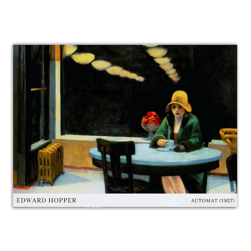 LHHJF LJHFA Edward Hopper Vintage Posters Figure Canvas Painting Edward Hopper Wall Art And Prints Home Living Room Decor Picture 40x60cmx1 No Frame
