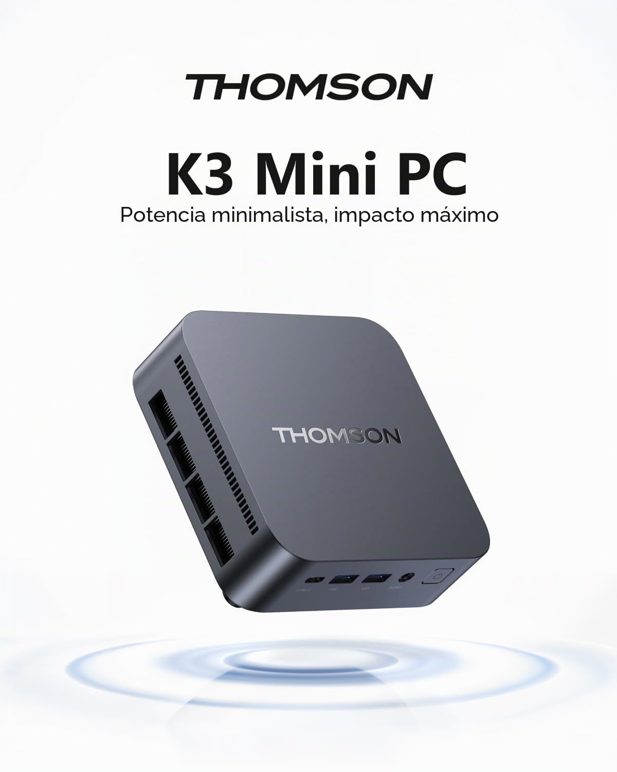 THOMSON K3 Mini PC con Ryzen 7 7730U (8N/16H, hasta 4.5 GHz), 16GB DDR4 512GB SSD, Mini Ordenador con WiFi 6, BT5.2, Triple Salida 4K, Montaje VESA, para Oficina, Diseño y Escuela