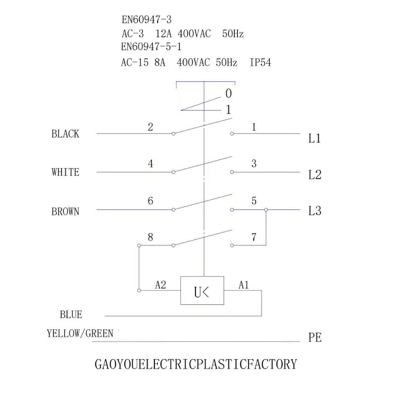 Generic Interruptor Electromagnético Industrial, 5 Pines 3PH a Prueba de Agua Botón de Encendido y Apagado Parada de Emergencia Herramienta Eléctrica Interruptor de Seguridad con