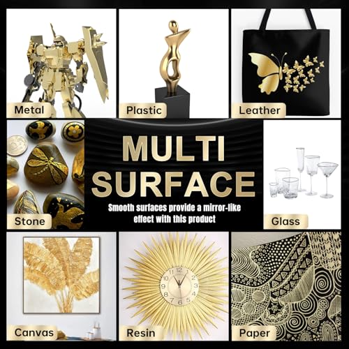 Image of 1PK Dual Tip Liquid Gold Chrome Paint Marker, Mirror Gold Pen | 1mm & 2-5mm Reversible Tips Permanent Metallic High Gloss Marker for Metal, Plastic, Fabric, Model, Touch-Up & Repair Kit