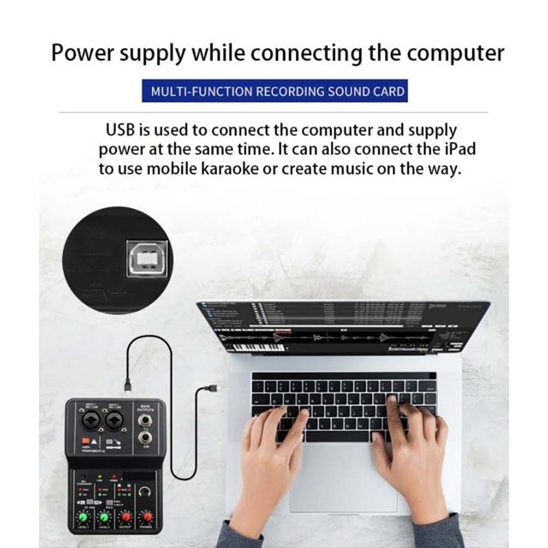 Mélangeur de Carte Son, Console de Carte Son, Interface système de Bureau, 4 canaux, Alimentation stéréo 48V,Une ExpéRience Sonore Plus IntéRessante