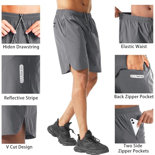 Men's Athletic Shorts 2 Pack 7 Inch Inseam Lightweight Quick Dry Workout Shorts for Men Gym Running Training3
