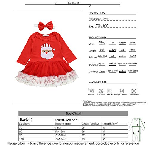 DaMohony Pasgeboren Baby Meisje Kerst Outfit Pak Kerstman Jurk + Hoofdband voor 0-24 maanden oud - Afbeelding 8