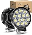 Nilight LED Pods 2Pcs 4.5Inch 42W 4200LM Round Flood Light Off Road Lights Fog Lights Driving Roof LED Light Bar Work Light for ATV UTV SUV Truck Boat (15017C-B) , White