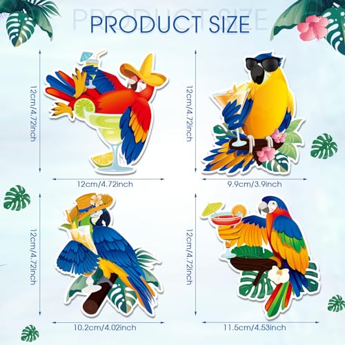 Imanes decorativos de loros tropicales 4 piezas miniatura 2