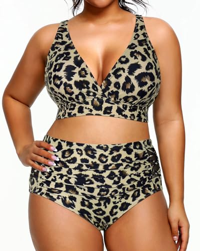 Yonique Womens Plus Size Bikini High Waisted Swimsuits Two Piece Bathing Suits Tummy Control Swimwear4